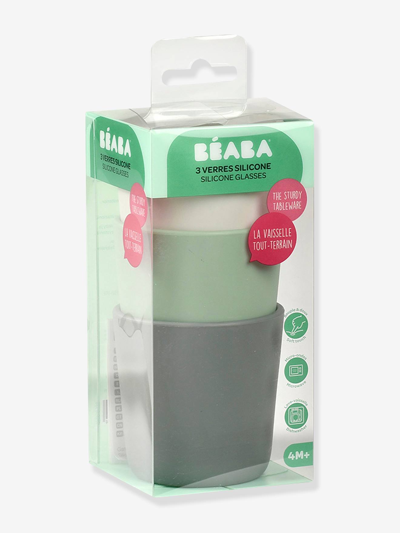 Conjunto de 3 copos de silicone multicoloridos BEABA