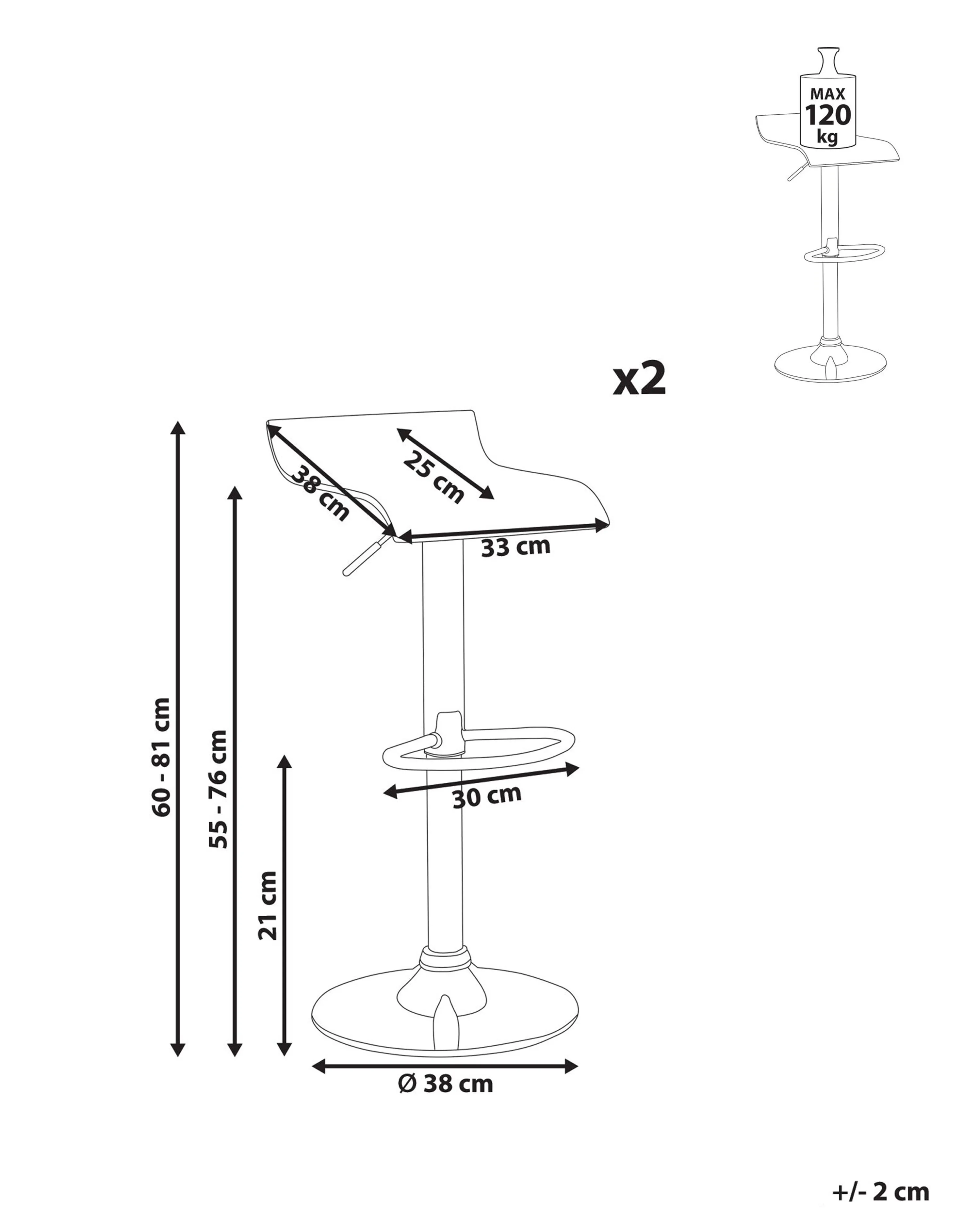 Set van 2 barstoelen NEUM draaibaar Transparant