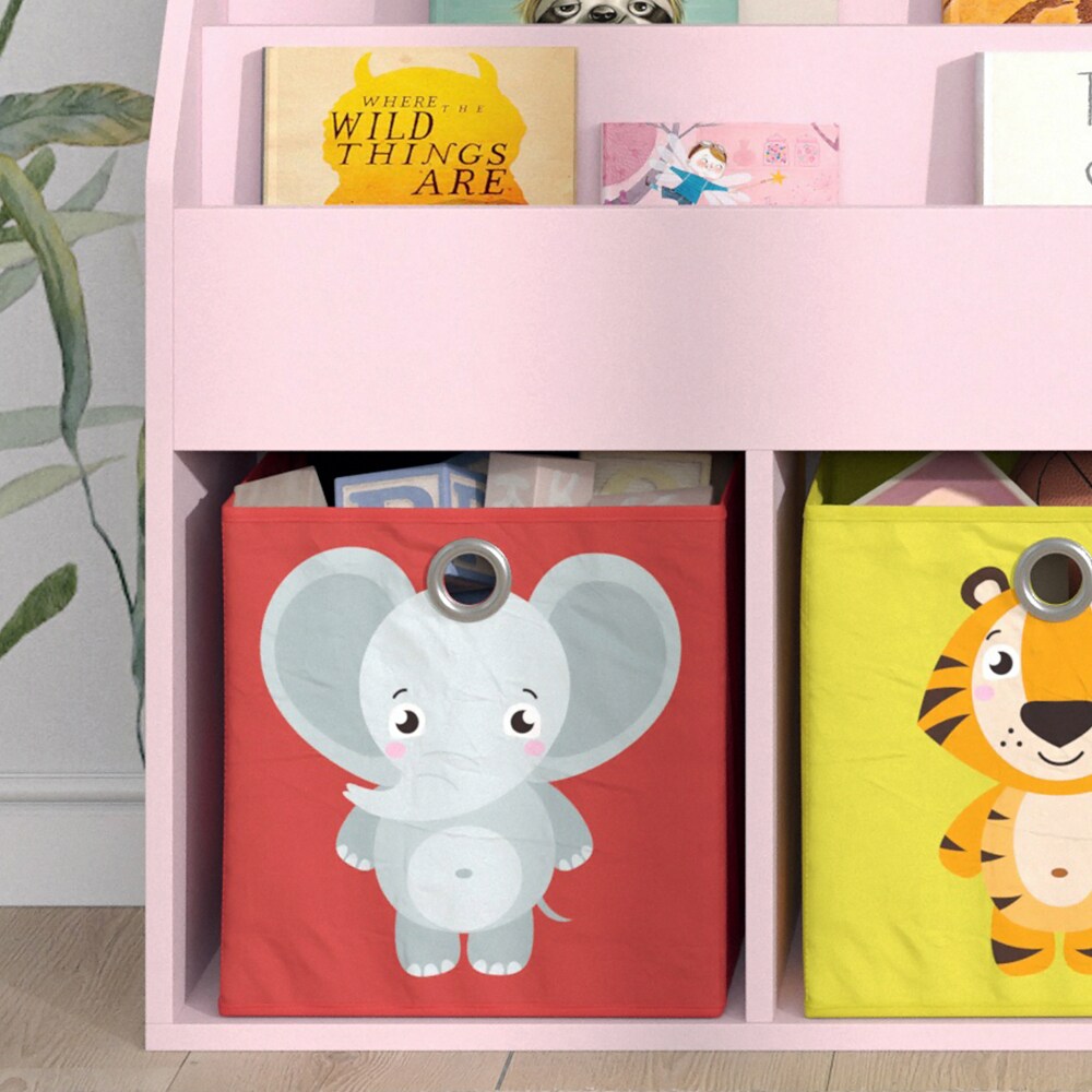 Vicco Kinderbücherregal Luigi 72 x 79 cm, Rosa, Kinderzimmerregal, mit Faltboxen
