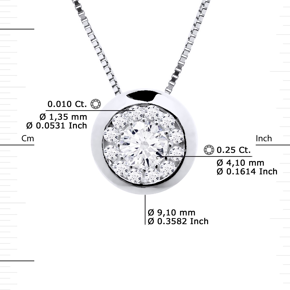 Collier Diamants 0,25 Cts Serti Illusion Or Blanc 18 Carats