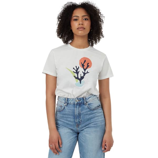T-shirt TENTREE W CORAL T-SHIRT CLOUD WHITE/APRICOT ORANGE