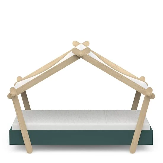 Mini Lodge Lit + Toit   Vert Ardoise        70 x 140 cm   de               CBA Meubles