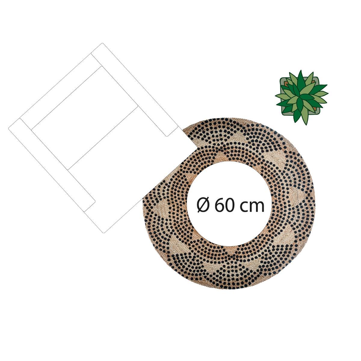 TAPIS JUTE ROND IMPRIME LIVIN D.120CM