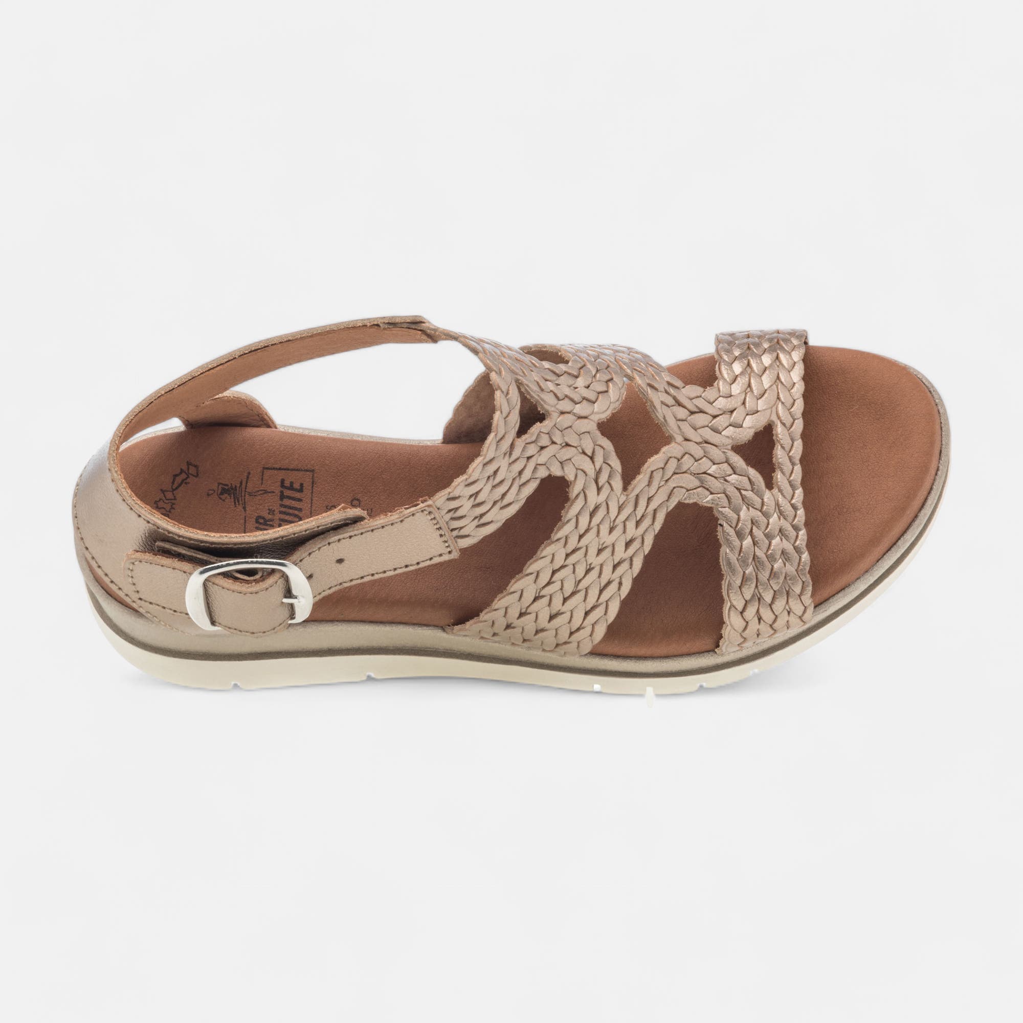 Sandales à talon compensé Femme en cuir or