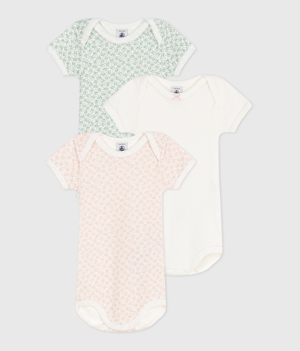 PETIT BATEAU<br>Conjunto de 3 bodies de manga curta