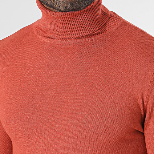 Pull Col Roulé Rouge Brique