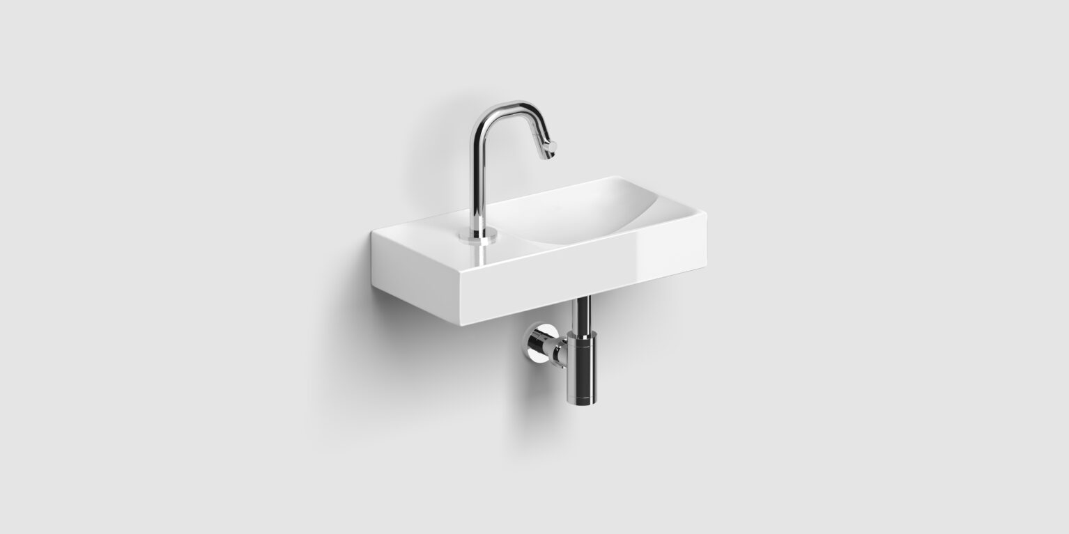 Clou Vale keramische fontein 38cm met kraangat links wit glans