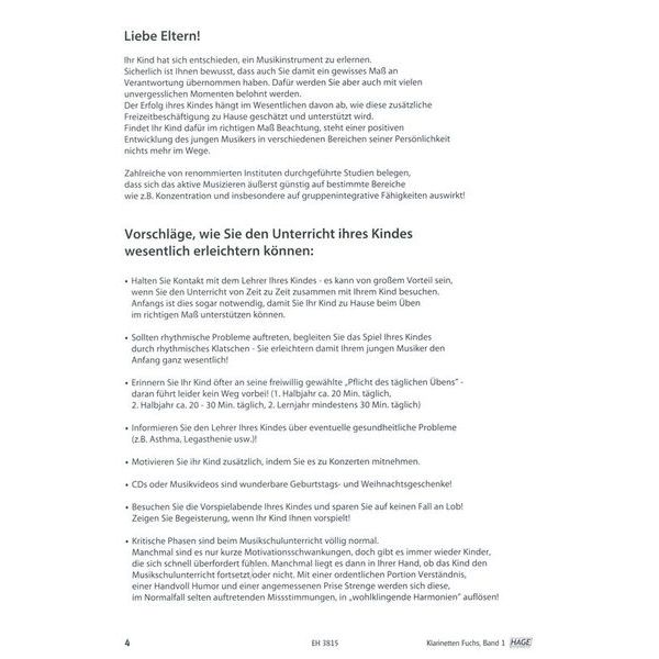 Hage Musikverlag Klarinetten Fuchs 1