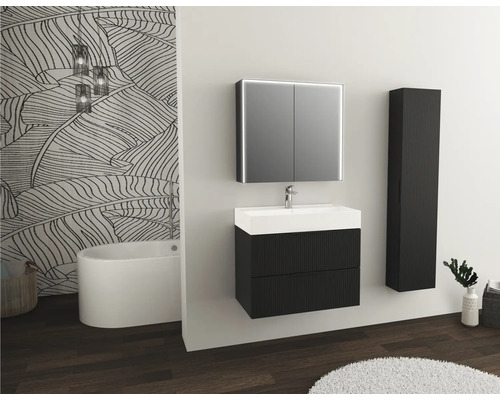 Jungborn QUATTRO/SEDICI hoge kast, BxHxD 35 x 160 x 20 cm, frontkleur matzwart, 55712
