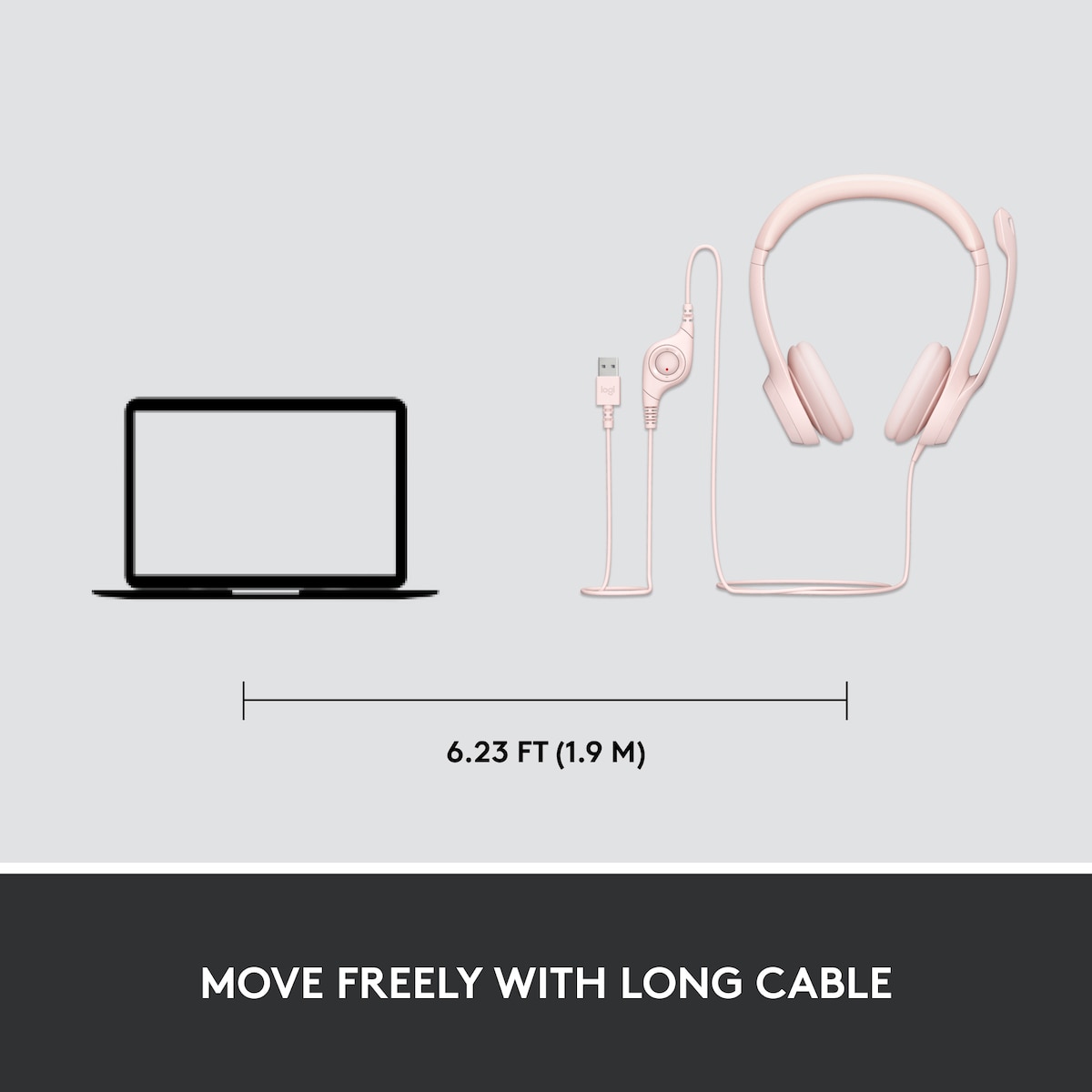 Logitech H390 USB headset (rosa)
