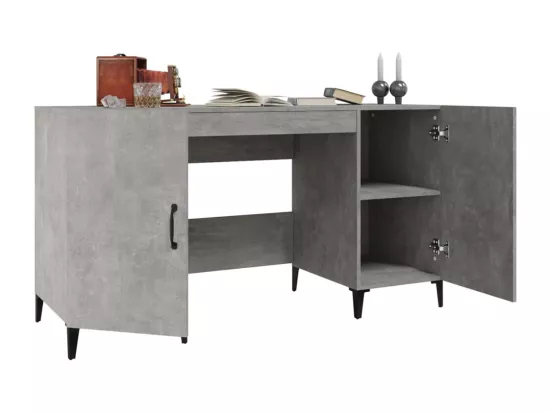 Bureau Gris béton 140x50x75 cm Bois d'ingénierie