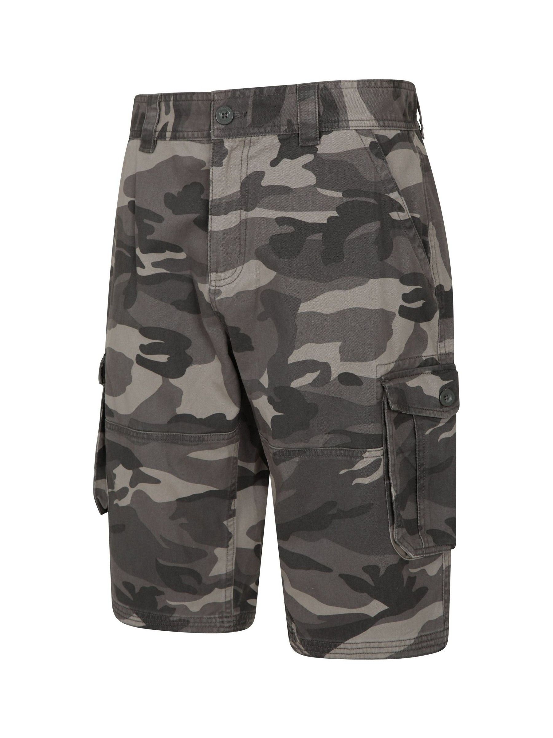 Zwart - Mountain Warehouse - 100% katoenen dunne cargoshort met camouflageprint voor heren