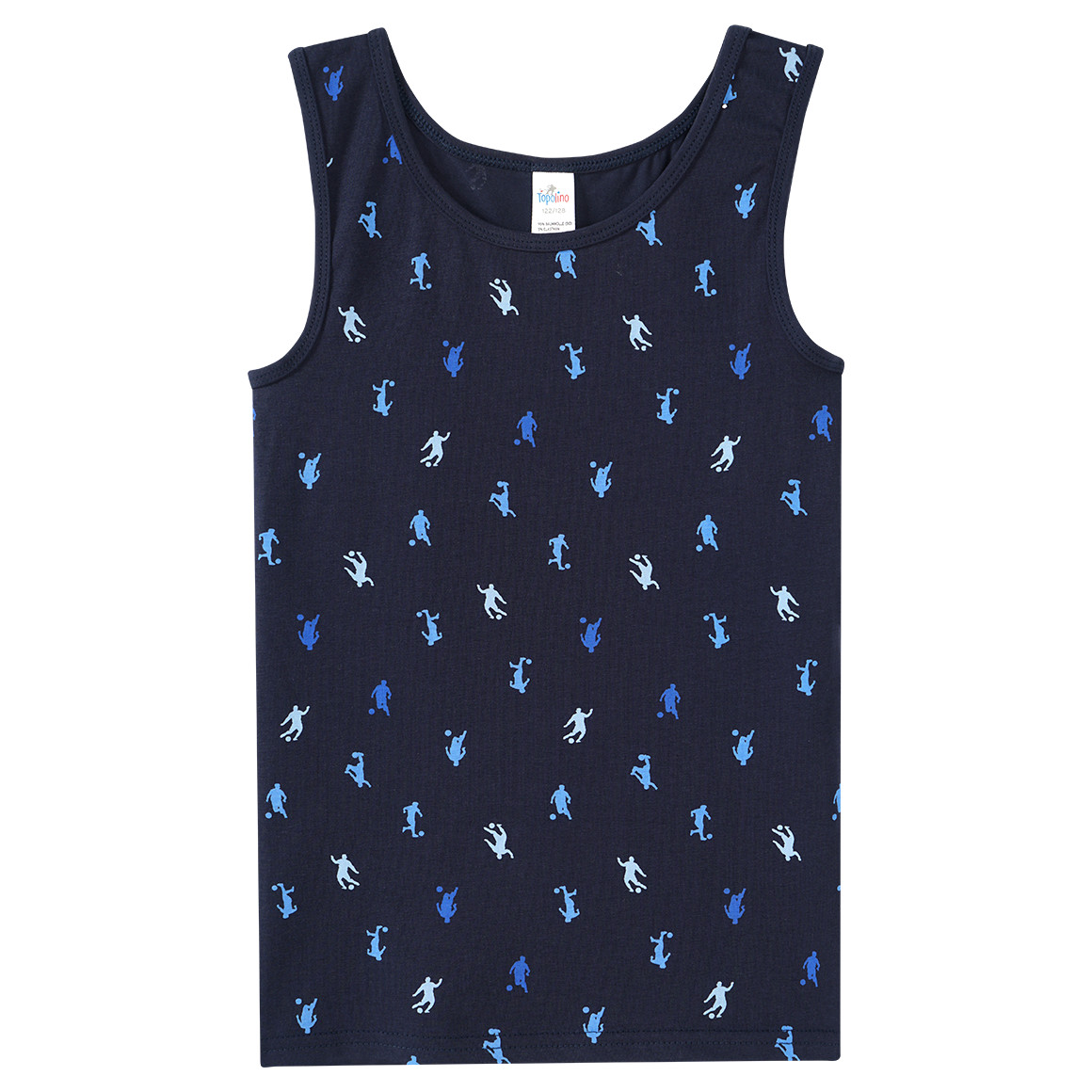Topolino 3 Jungen Unterhemden mit Bio-Baumwolle dunkelblau / weiss / blau