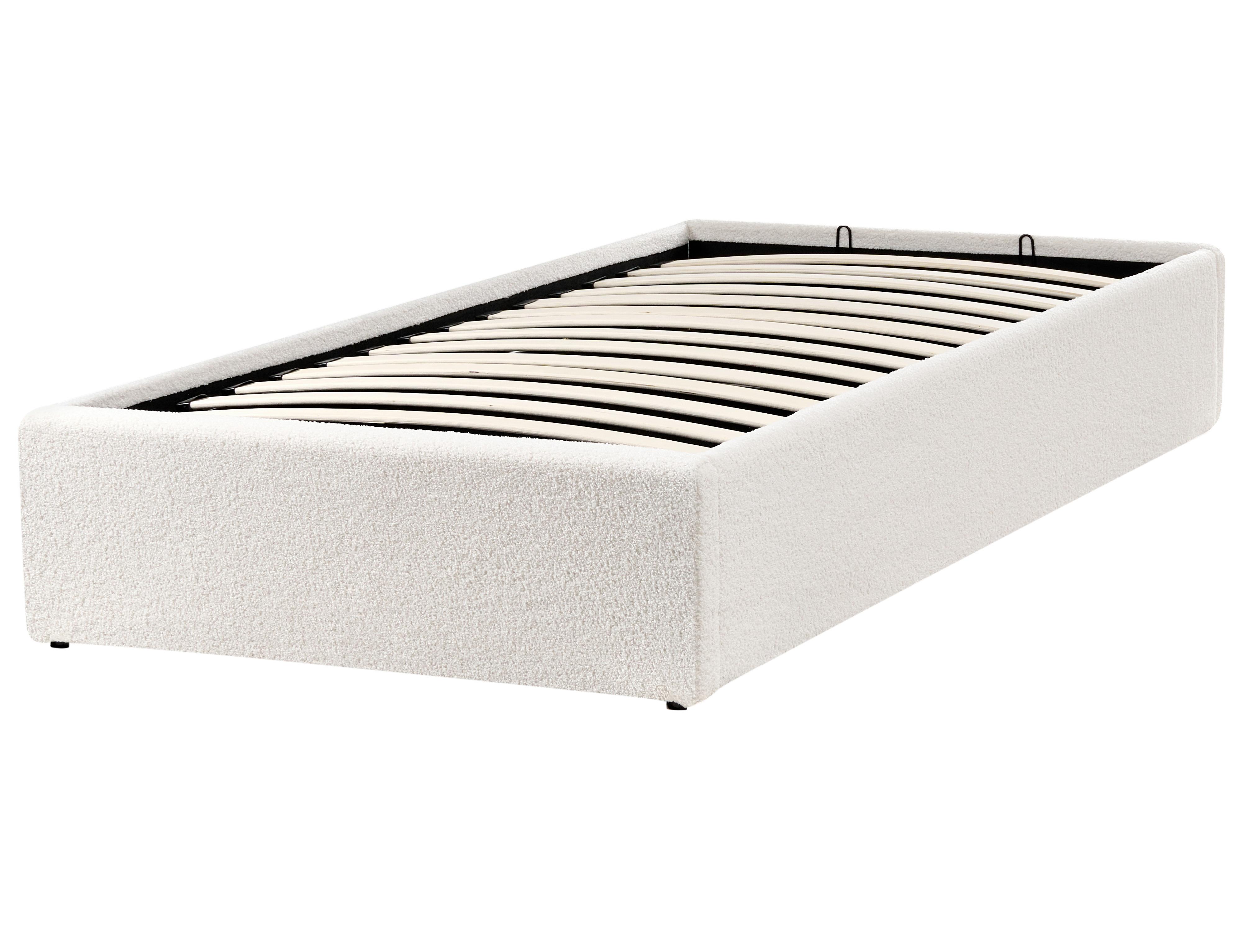 Opbergbed zonder hoofdbord Bouclé DINAN 90 x 200 cm Gebroken wit