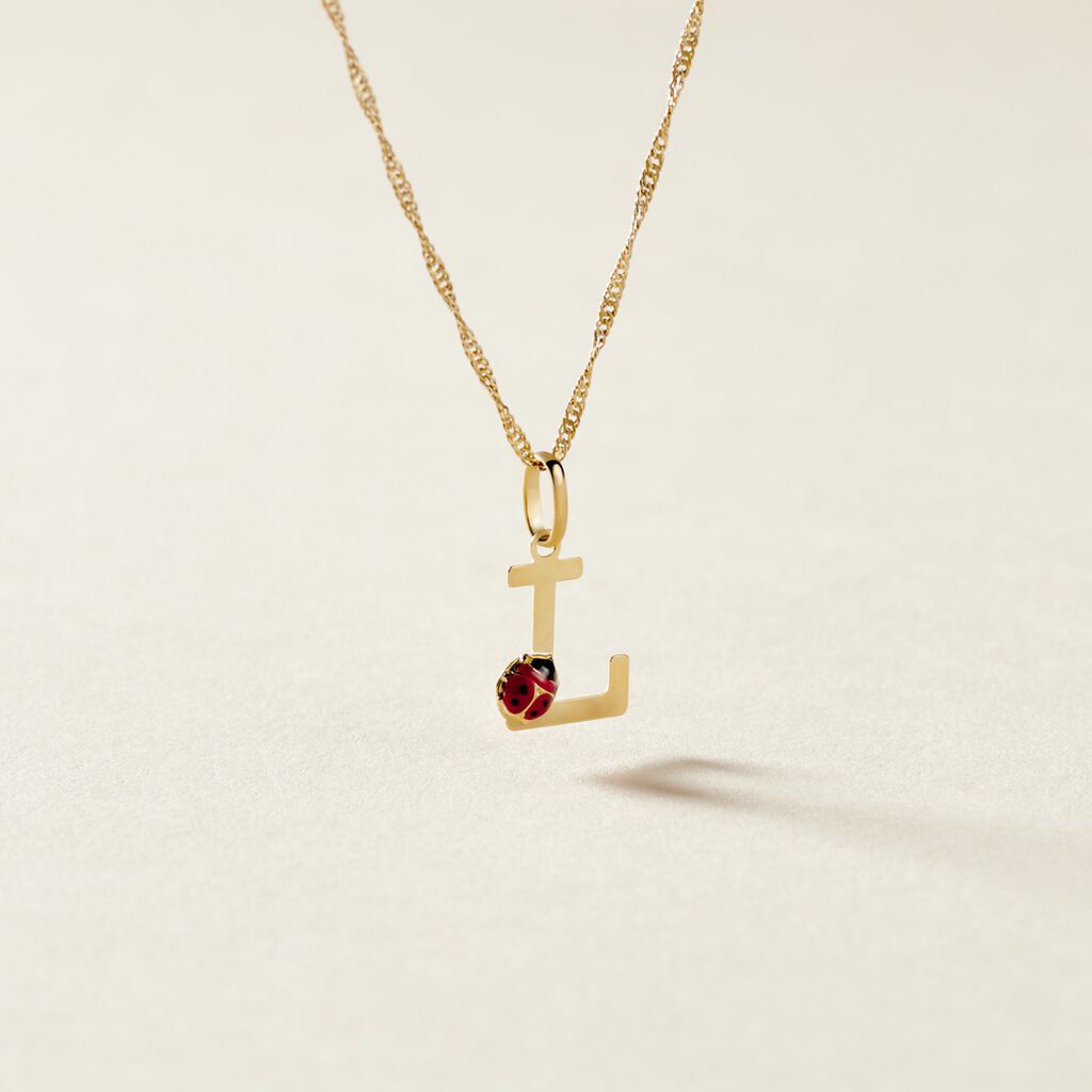 Pendentif Helidie Coccinelle Lettre Or Jaune