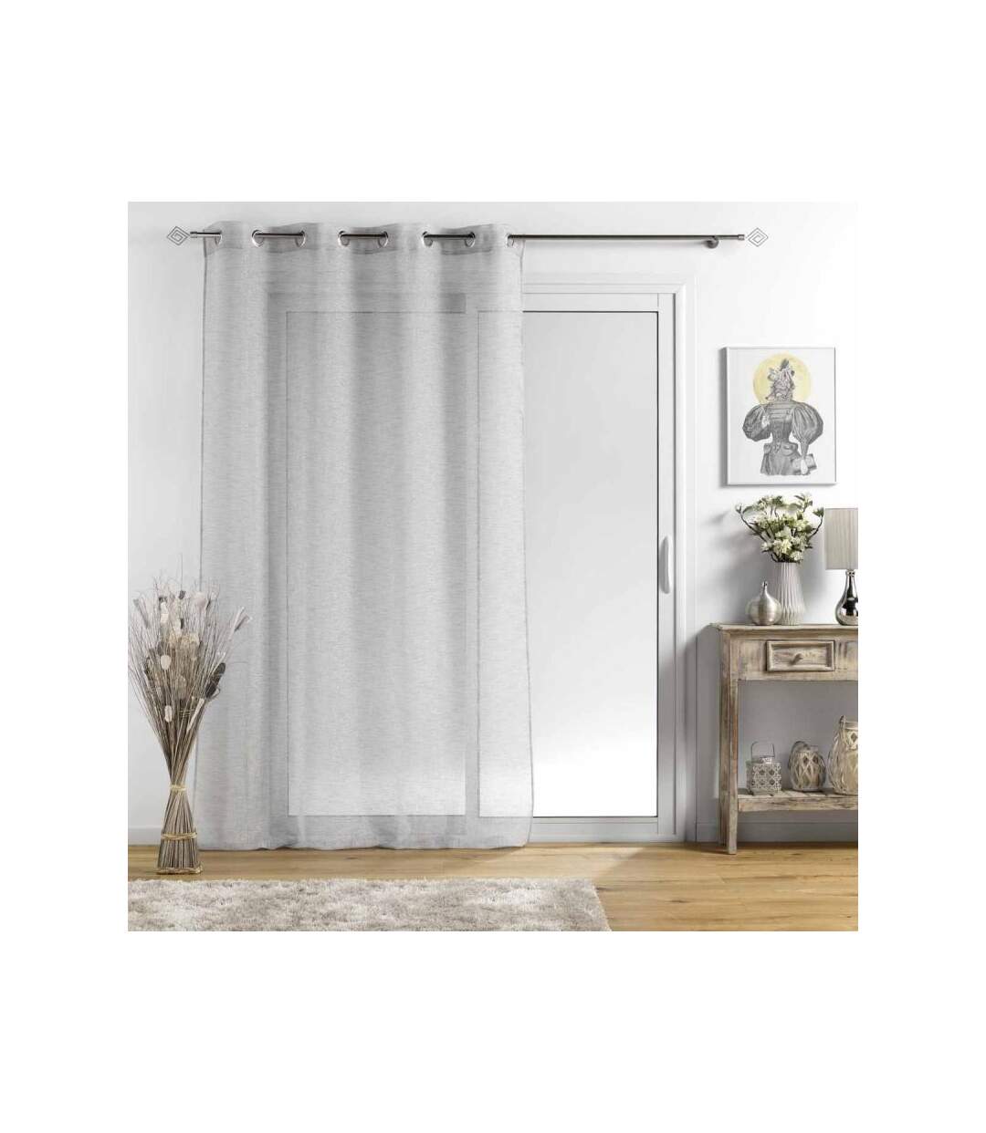 Rideau Voilages à Œillets Sunline 140x240cm Gris & Argent