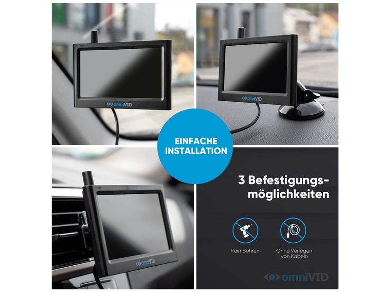 omniVID Rückfahrkamerasystem Solar4 Premium, 4.3 Zoll Premium Kamera-Monitor-Systeme