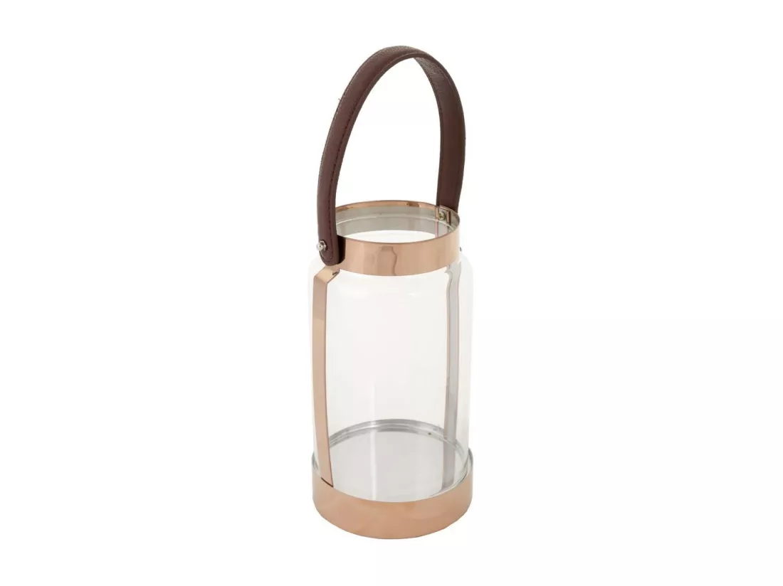 Lanterne en acier inoxydable et cristal cuivré 12,5x12,5x23h