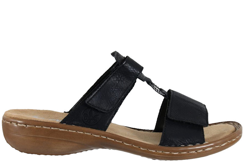 RIEKER SLIPPERS I MØRKEBLÅT TEKSTIL