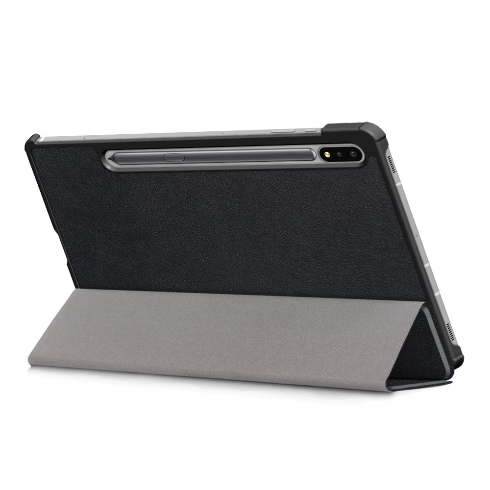 Samsung Galaxy Tab S8  Plus / Tab S7  Plus / Tab S7 FE 5G Leder Tasche Smart Case Hülle   S-Pen Halterung - Schwarz