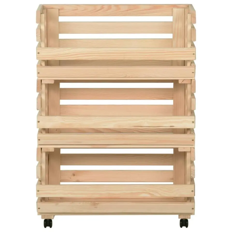 vidaXL - Groentetrolley - Bruin - Grenenhout - 57 x 30 x 80 cm