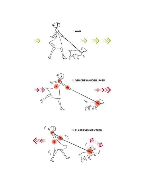 Waw Easy Dog Walk Zwart - Hondenriem-Schokdemper