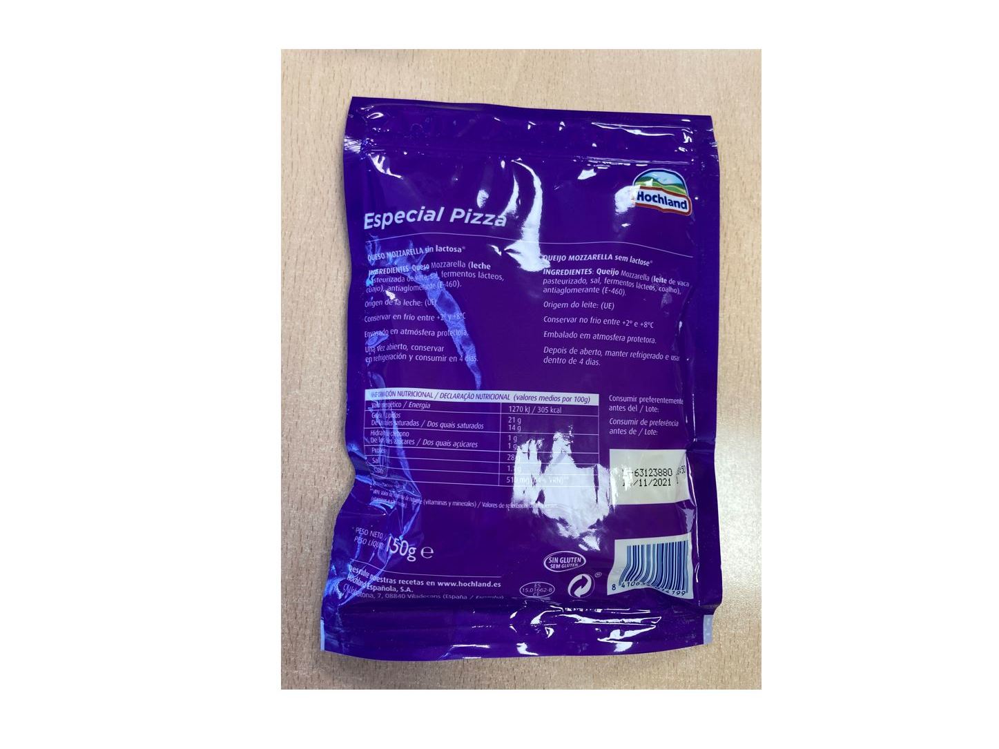 QUEIJO RALADO HOCHLAND MOZZARELLA SEM LACTOSE 150G