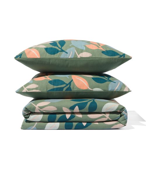 housse de couette flanelle 200x200/220 feuilles pastel