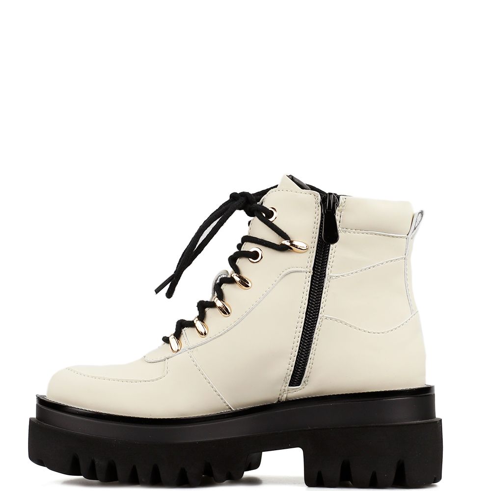 Vegan veterboots laag Creme