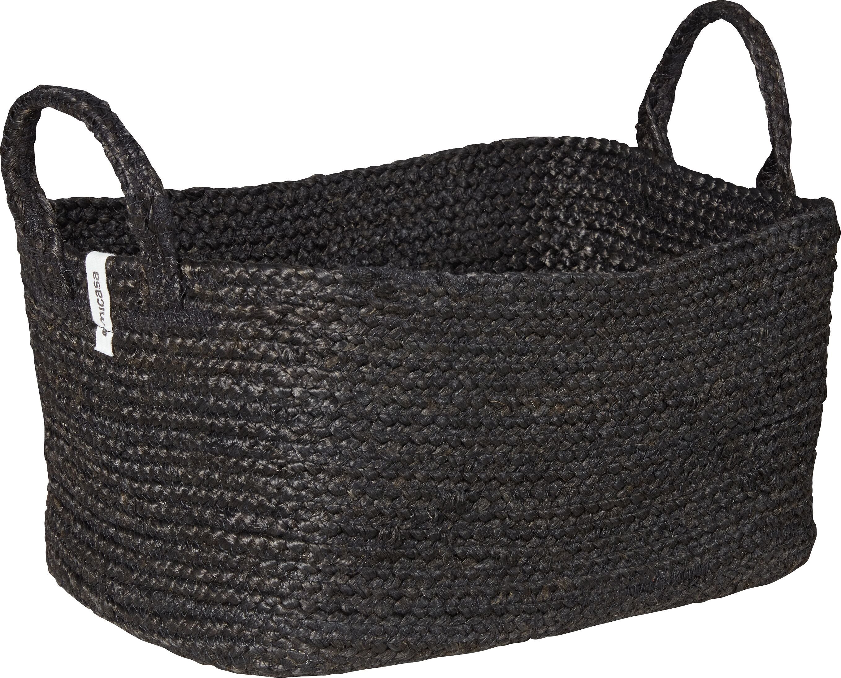 OLIVA Jutekorb schwarz m.Henkel 37x26x20 - Schwarz / B: 26.0 cm x T: 37.0 cm x H: 20.0 cm