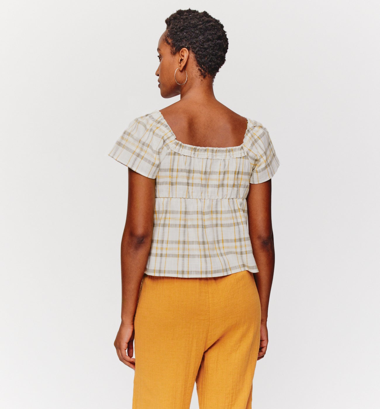 Blouse à carreaux Femme - Carreaux écrus