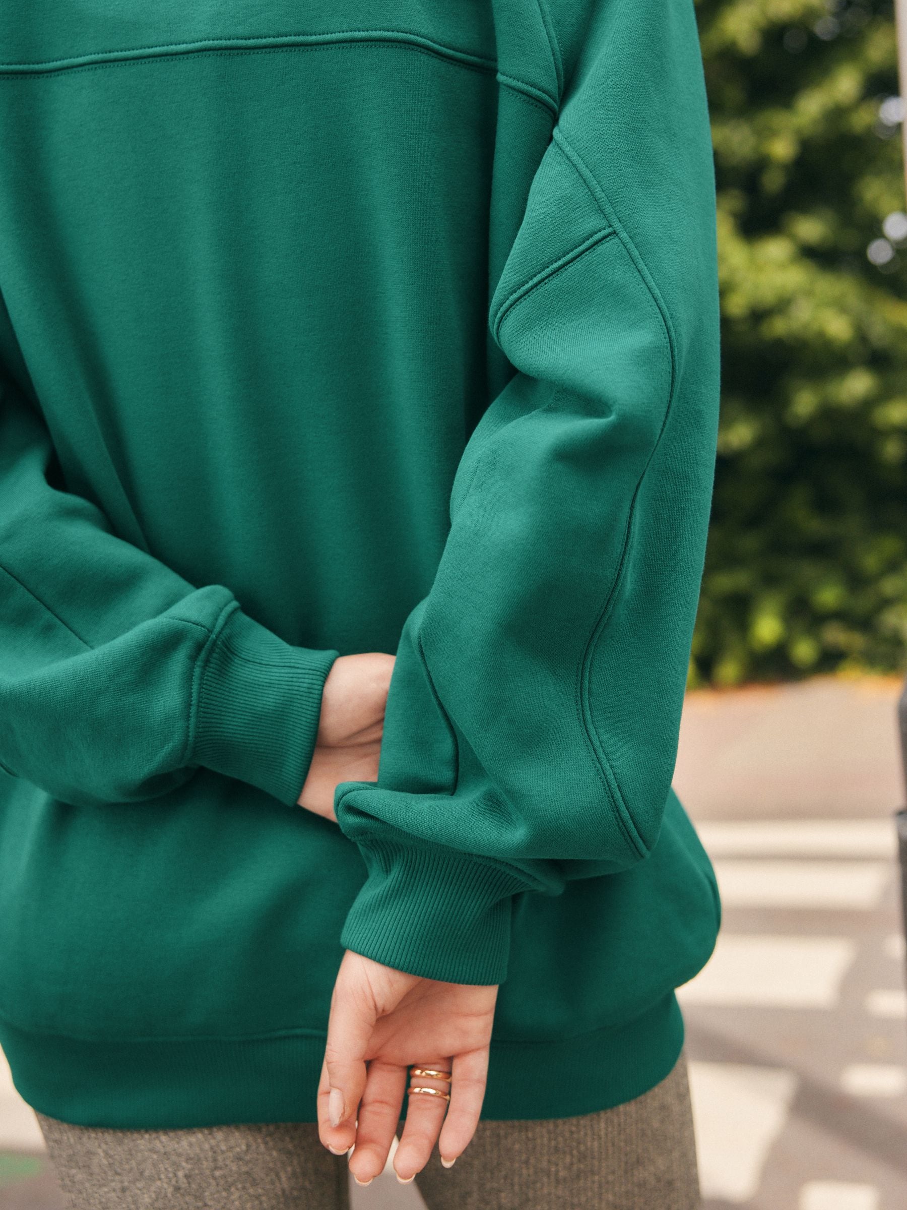 Blauwgroen - Relaxed Fit Heavyweight Longline Crew Neck Sweatshirt