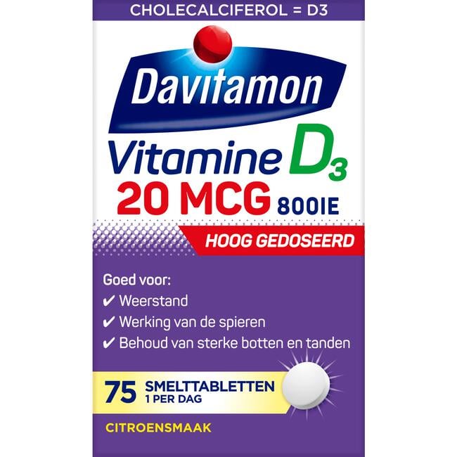 Davitamon Forte Vitamine D3 Smelttabletten Citroensmaak 75 ML