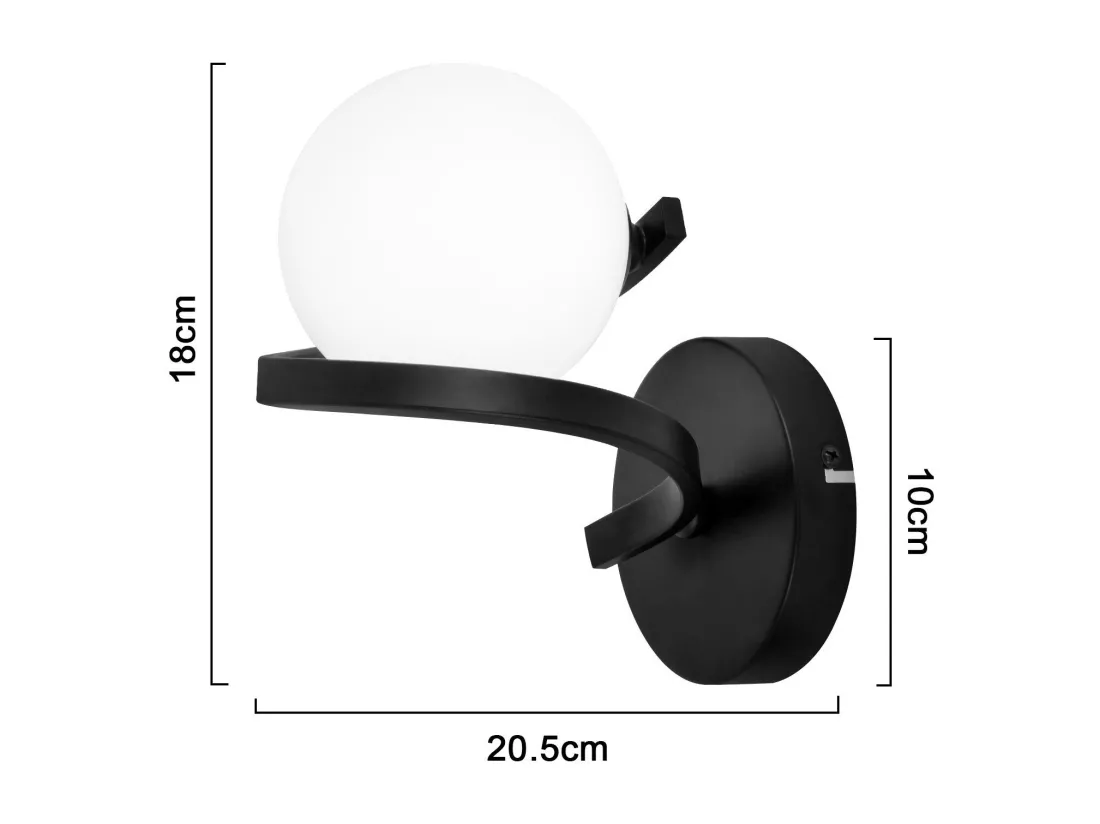 NETTLIFE Applique salle de bain Spots muraux Boule de verre G9 Noir mural 1 flamme Blanc Intérieur Lampe