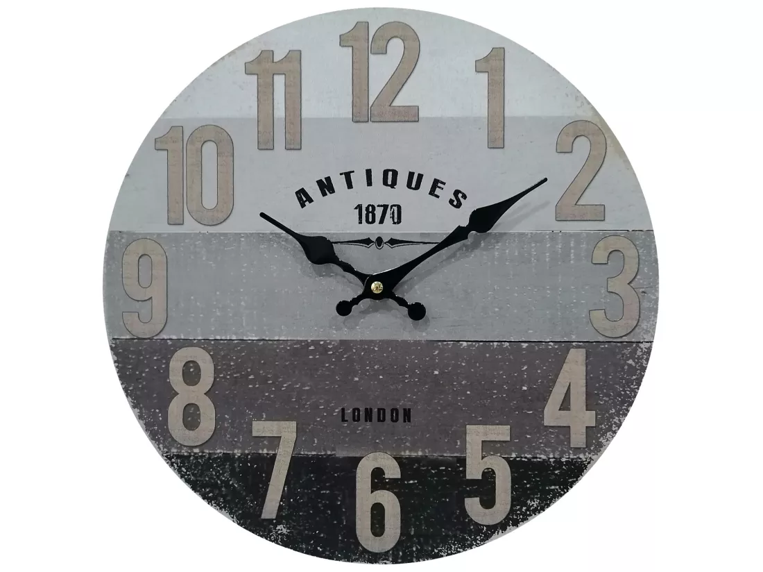 Horloge Murale Shabby Horloges Vintage Gris Noir Marron Mdf