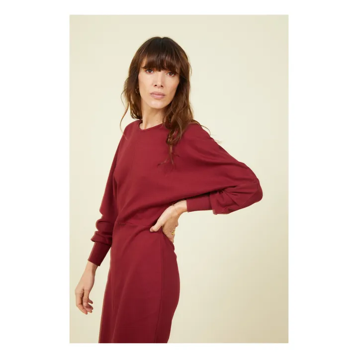 SMALLABLE BASICS Robe Longue Femme Manches Chauve-souris en Coton Organique | Bordeaux