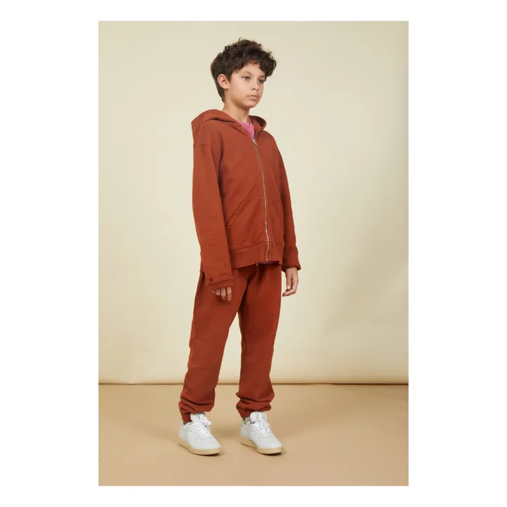 SMALLABLE BASICS Sweat A Capuche Zippé Garçon Coton Bio | Brun roux