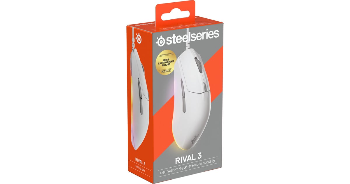 SteelSeriesRival 3 Gen 2 gaming muis  (Wit, 8.500 dpi, RGB)