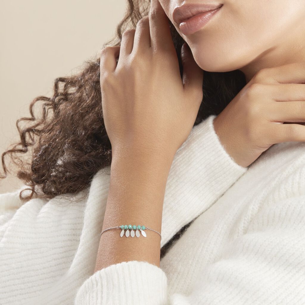 Bracelet Polyna Argent Blanc Pierre De Synthese