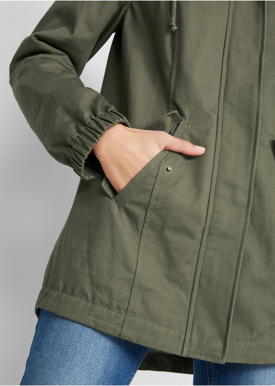 Parka coton mi-saison avec capuche imprimée