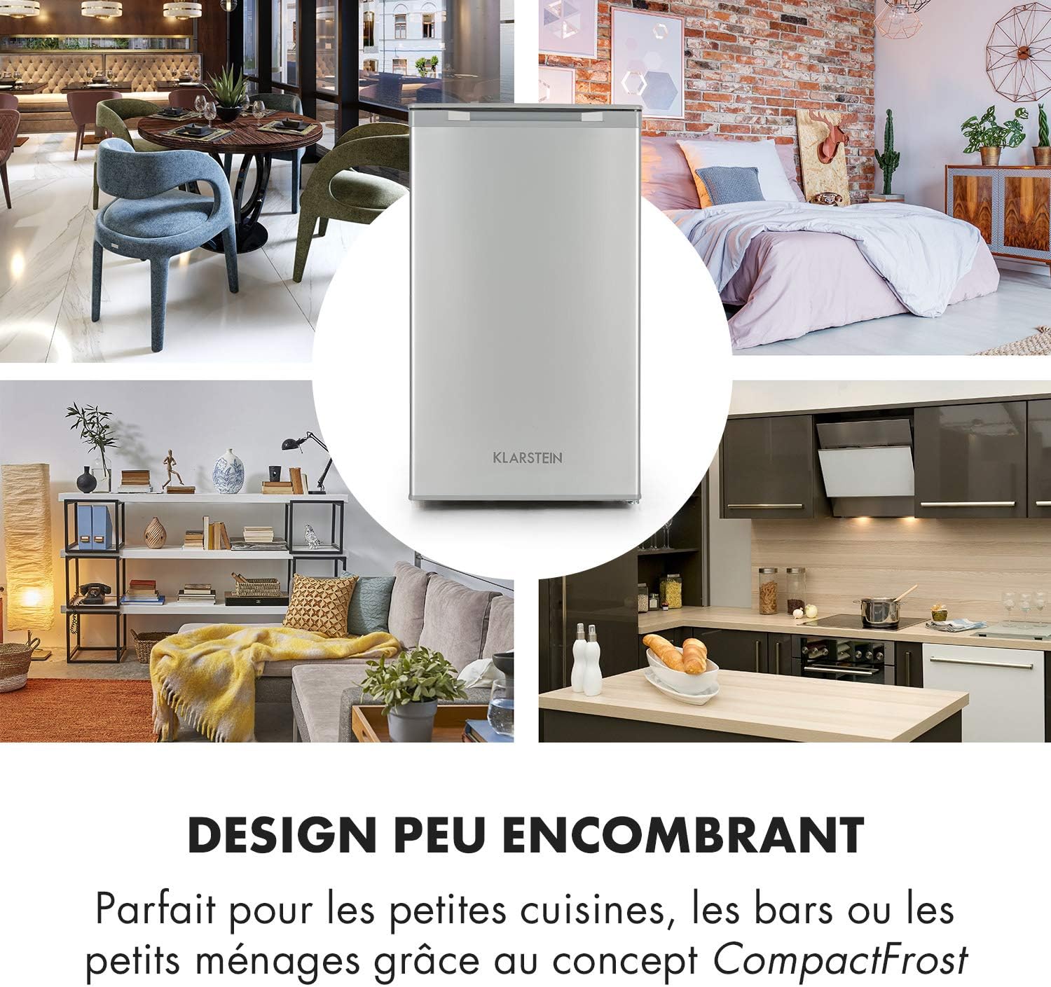 Klarstein Mini Congelateur Armoire, pour la Chambre et la Maison, 64L, Taille avec Etagère, Econome en Energie, Appareil à glaçons et Grattoir