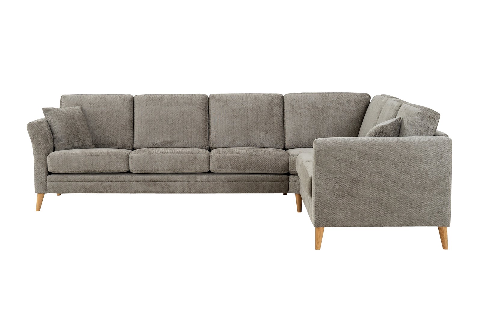 Eden hjørnesofa 32 hjørne i tekstil Movie 3/3 Warm Grey med ben i eik natur (15137).