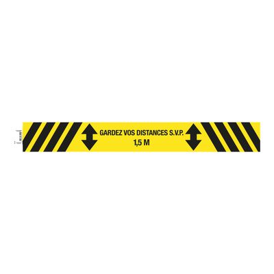 Exacompta - Panneau de signalisation adhésif au sol - Veuillez garder une distance de 1,5 m - 800 x 100 mm - jaune