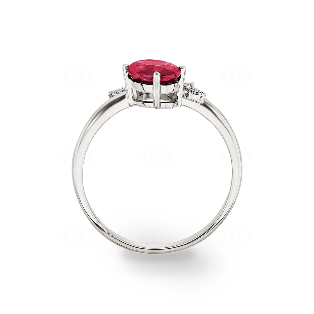 Rubinring 750/18 K Weissgold mit Diamanten 0.05 ct H/si