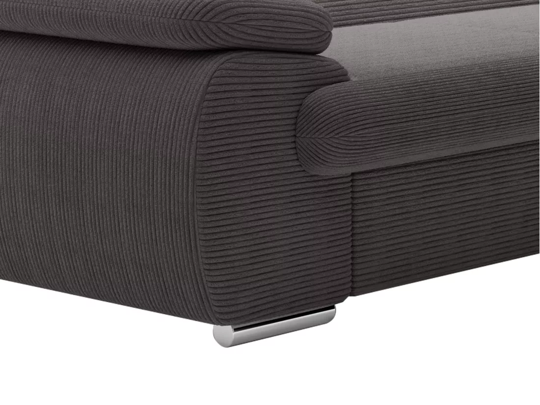Canapé d'angle droit convertible en velours côtelé gris foncé FABIEN