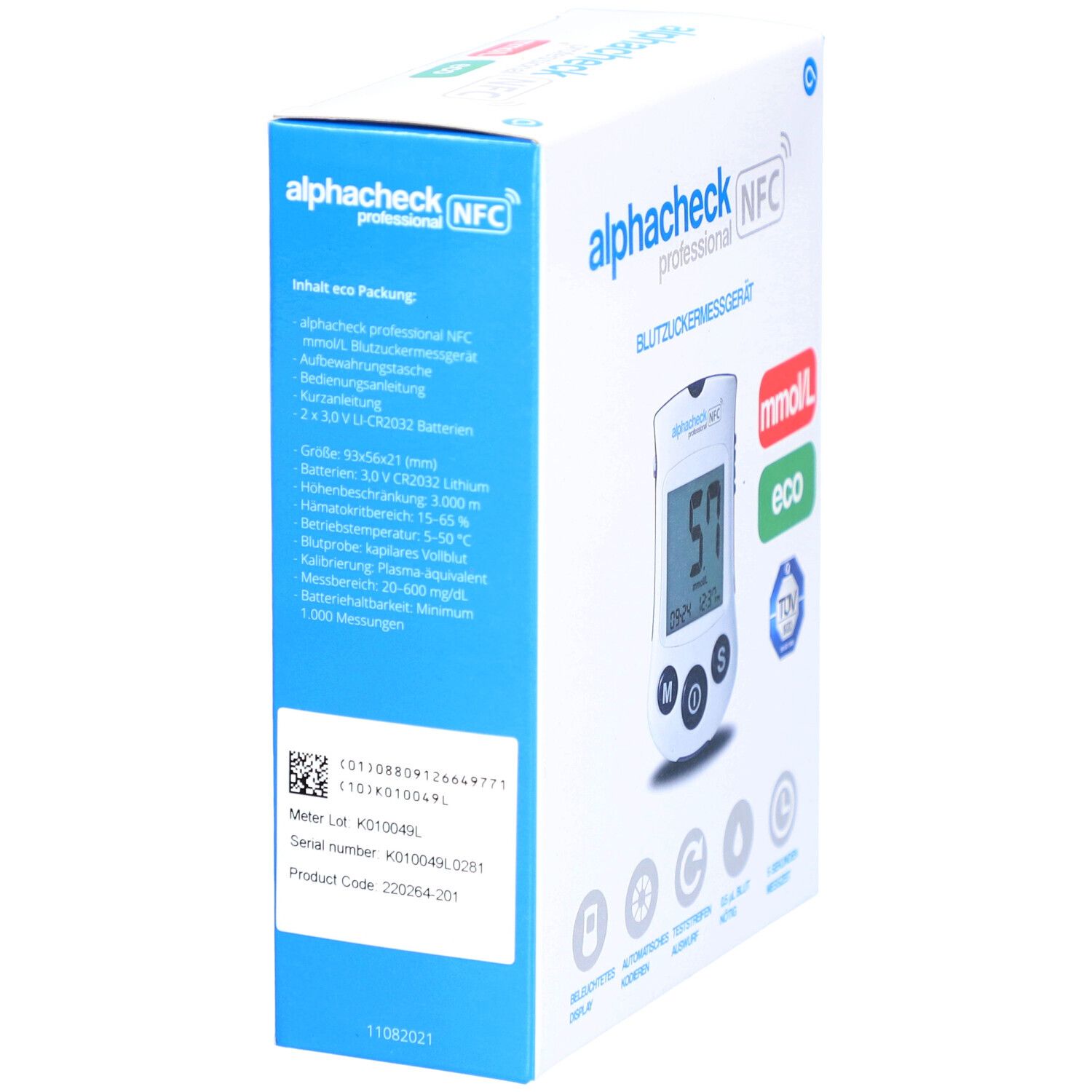 ALPHACHECK® professional Blutzuckermessgerät mmol/l eco