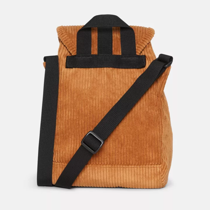 Bolsa transversal feminina de veludo cotelê marrom