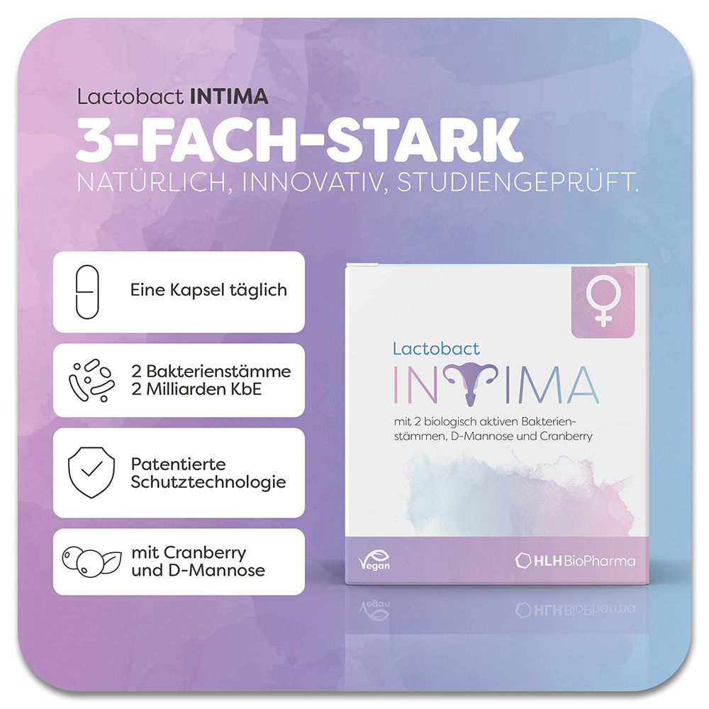Lactobact INTIMA - 3-fach stark für die Frau mit Cranberry, D-Mannose und Milchsäurebakterien
