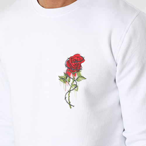 Sweat Crewneck Roses Barbed Blanc