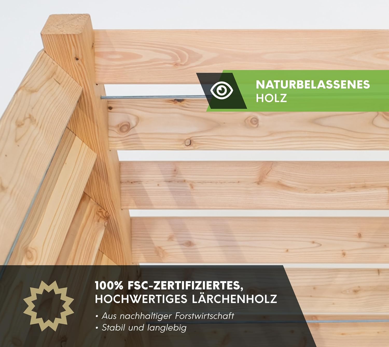 Westmann Holz Komposter Konni S | Lärchenholz FSC-Zertifiziert | Robustes & wartungsarmes Holz | Natur | 85x85x80